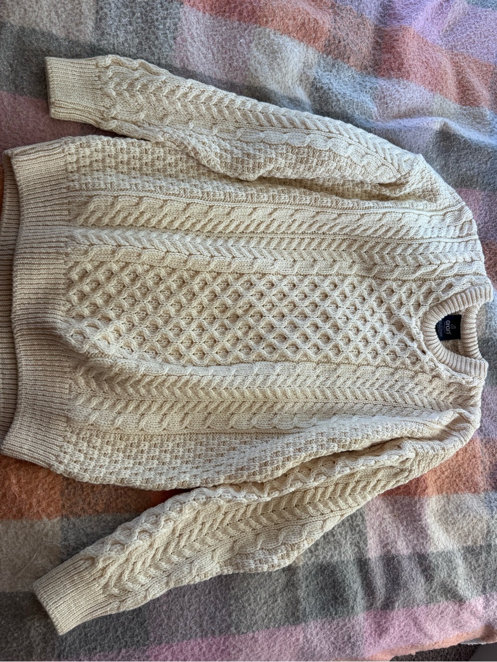 Classic Cream Cable Knit Crewneck Sweater